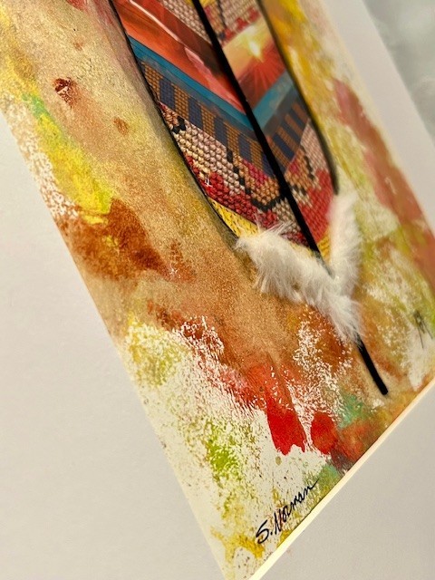 " Sunshine Feather" original Collage painting by Suzanne Norman gallery