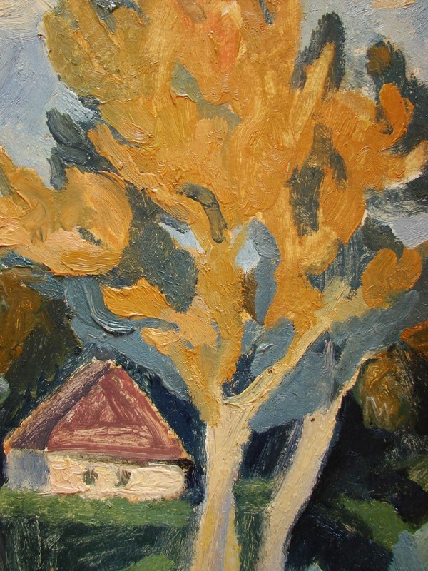Ukrainian Soviet USSR Oil modernism postimpressionism Painting tree house gallery