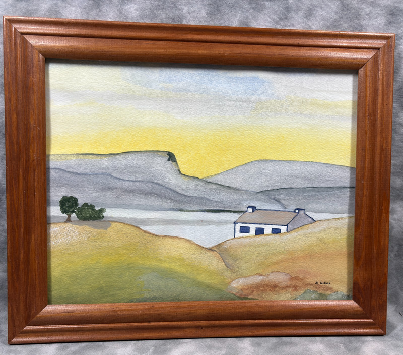 Original Watercolor Painting by Al Gibbs – “My First Picture” Dated 2002 – Frame
