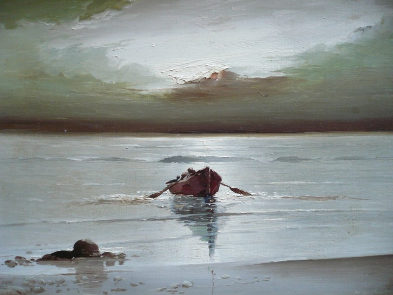 A. HIJOSA, SPANISH MODERNIST IMPRESSIONIST SEA BOAT SEASCAPE SHORE IMPRESSIONIST gallery