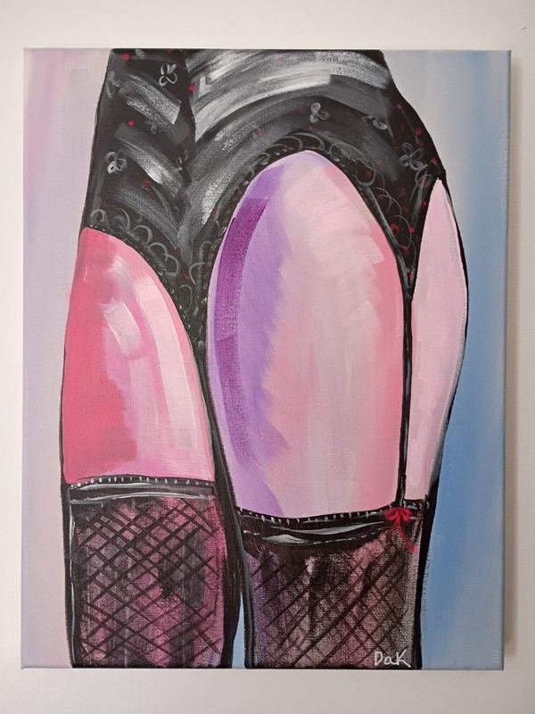 Black Garter Legs 11x14 Canvas Original Art Sexy Woman Expressionism Abstract gallery