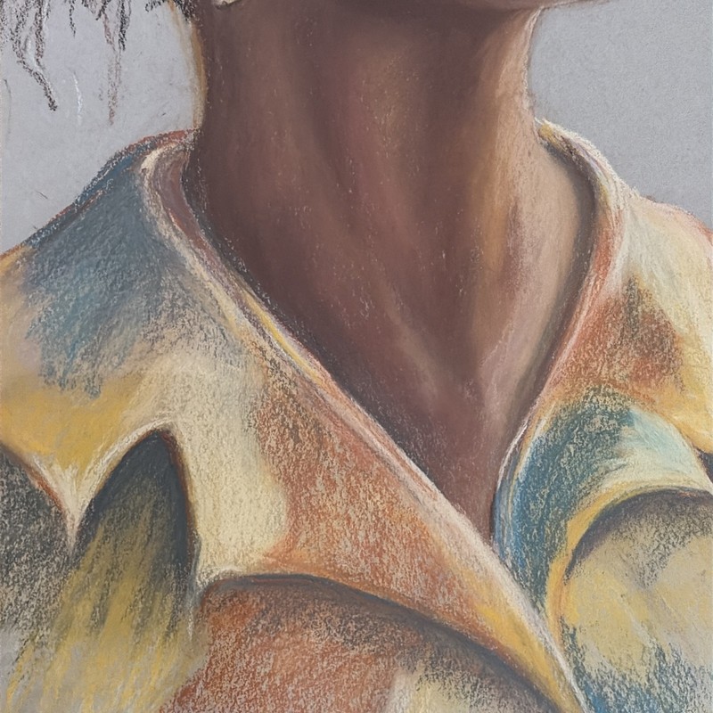 Vintage Original Black Female Pastel Portrait Painting Signed Framed 22x26" gallery