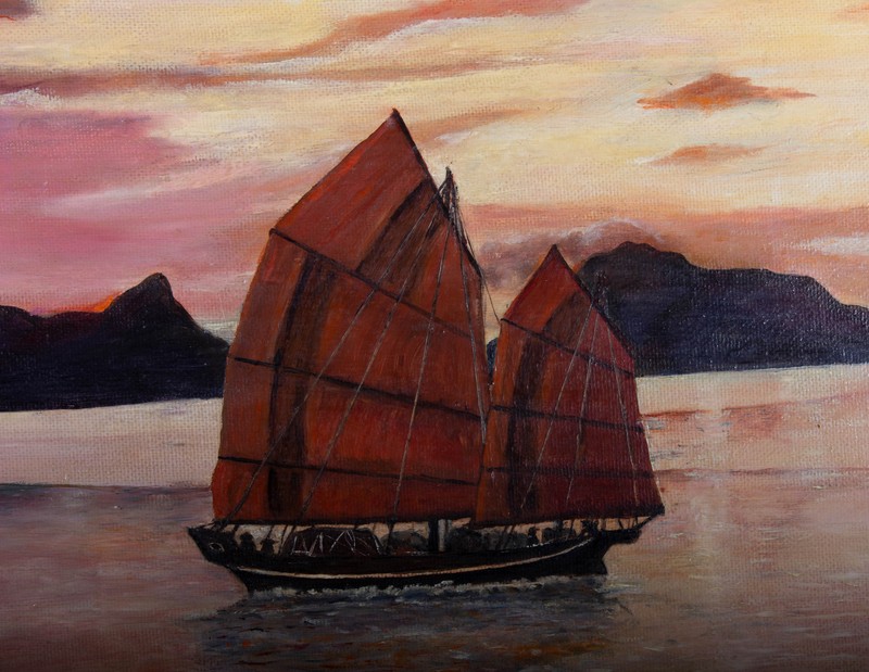 W.F. - 20th Century Oil, A Boat at Sunset gallery