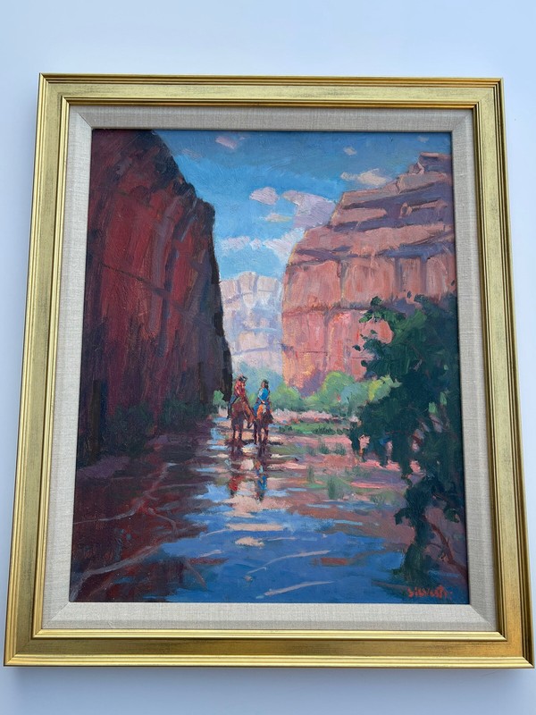 American Impressionism Painting Silvio Silvestri Canyon De Chelly Native Indians