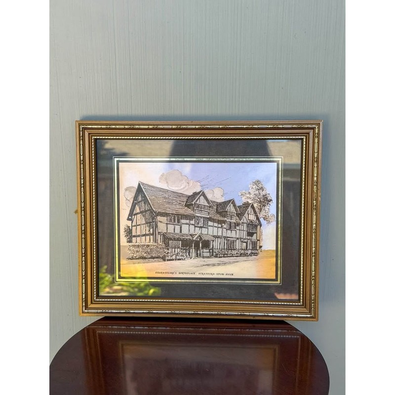 Vintage 1970s Framed Metallic Foil Print – Shakespeare’s House
