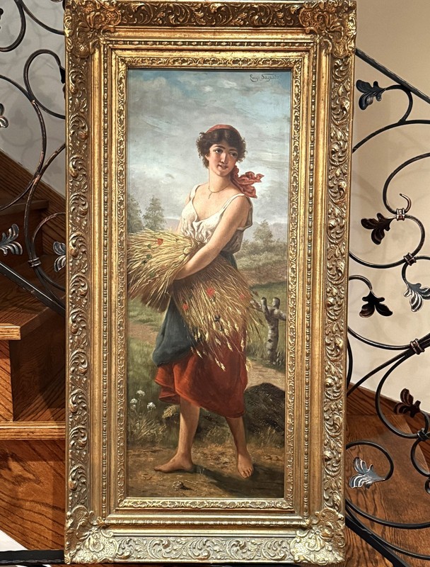 Luigi Sagrado (Italian), ANTQ Late 19th C Original O/C «The Harvester», Signed!