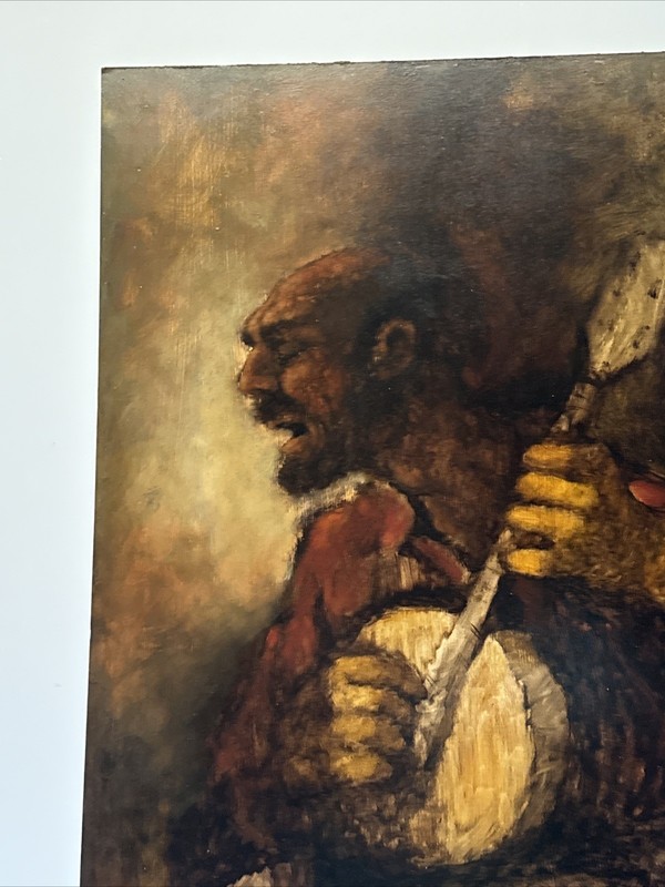 MID CENTURY PAINTING MUSICIAN MAN MEN EARLY WORK OF CHARLES BRAGG LARGE OIL 1960 gallery