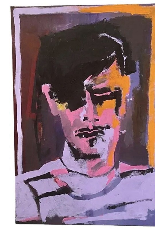 Original Abstract Male Portrait Painting by Artist Don Shearer, Signed, 30 X 20
