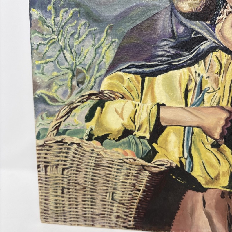 Oil Painting Latin South American Rural Farmer Culture 14x18" Andean Laborer gallery