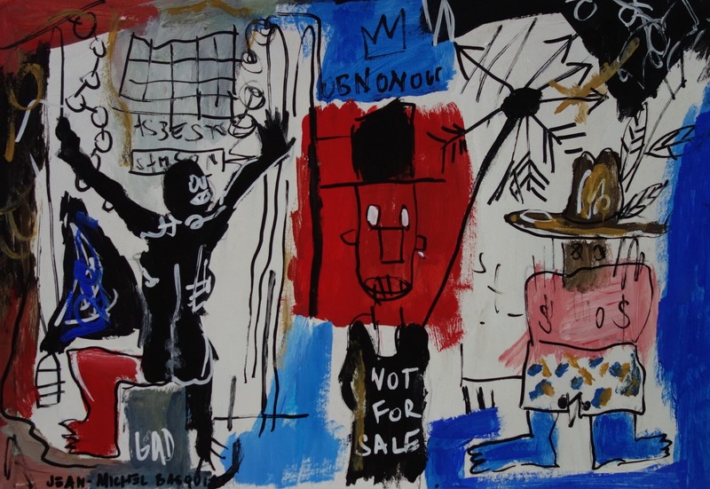 Fine unique painting – Expressive composition, signed Jean Michel Basquiat w COA