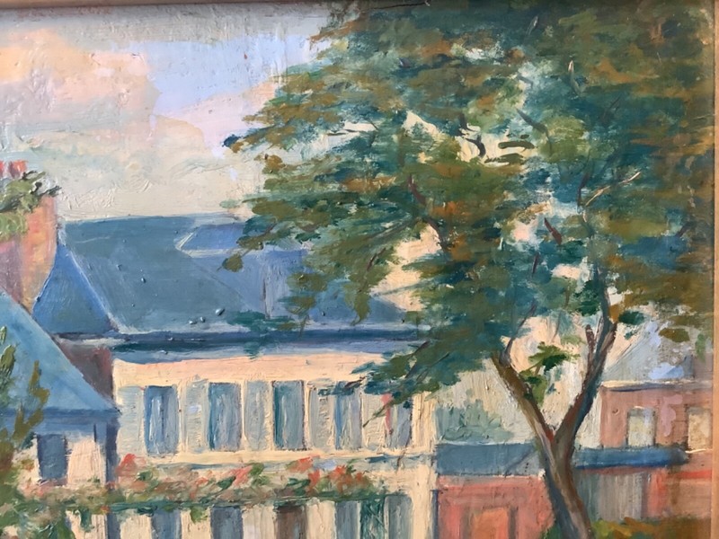 ANTIQUE IMPRESSIONIST OIL PAINTING - MYSTERY FRENCH PLEIN AIR - GARDEN HOUSE gallery