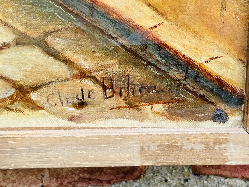 French Surrealist Artist Andre Breton Estate Painting. Signed Illegibly. C1900 gallery