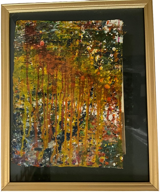 TARO YAMAMOTO ORIGINAL WATERCOLOR , GOUCHE & SAND ON PAPER 1972 cca. SIGNED