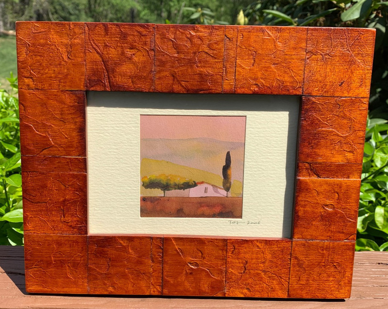 Impressionist Tuscan Landscape Watercolor 3x3 Original Signed UL w Title & 2006