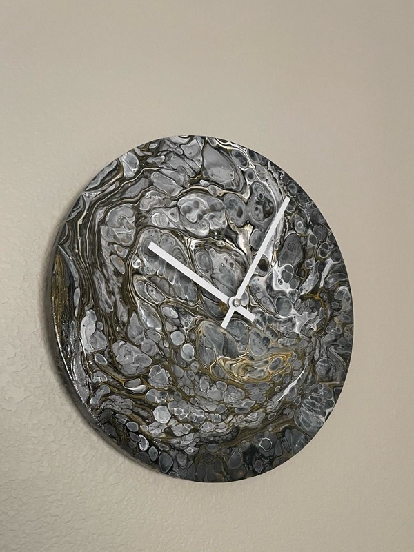 Abstract Silent Wall Clock Painting On Canvas