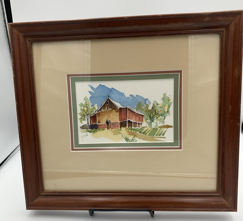 Watercolor By SMA-Professionally Framed -3 Matte-Pennsylvania Barn- Signed