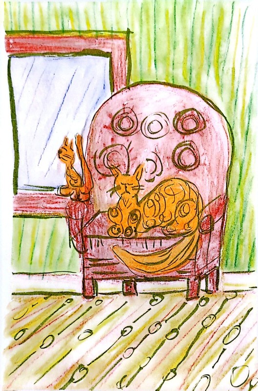Orange Cat Energy Watercolor 5×7 Contemporary Expressionist Original Painting