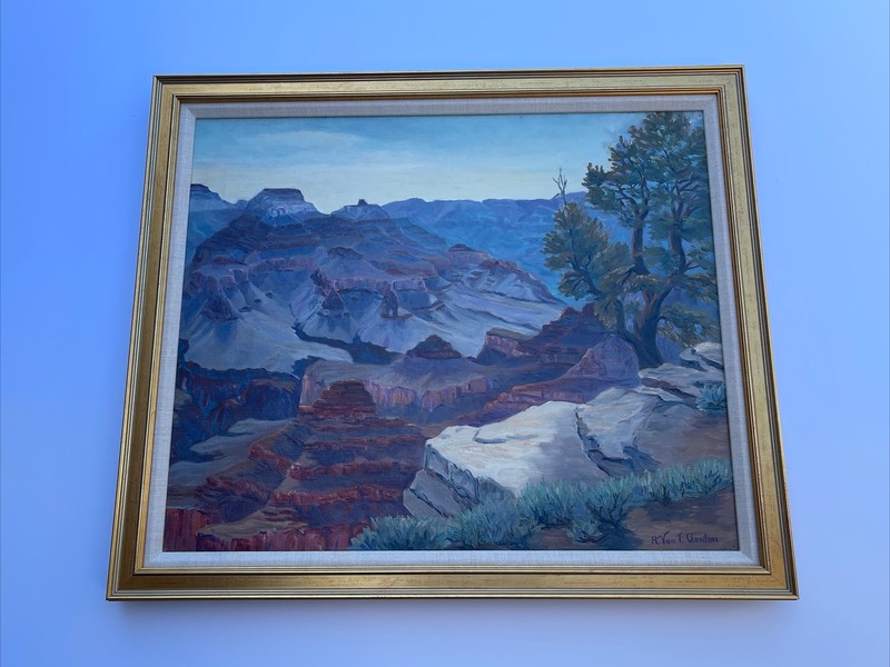 ANTIQUE LANDSCAPE PAINTING AMERICAN PLEIN AIR GRAND CANYON 1930 YAVAPAI GARDNER