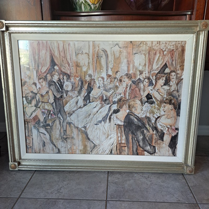 Handcrafted Ballroom Scene Le Roi Malgré Lui’ by Jeromi Cohen Gilded Frame Wall