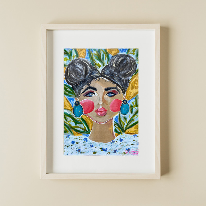 Muse Era Tropical Chic 9x12 Expressionist Original Painting Paper Fine Art