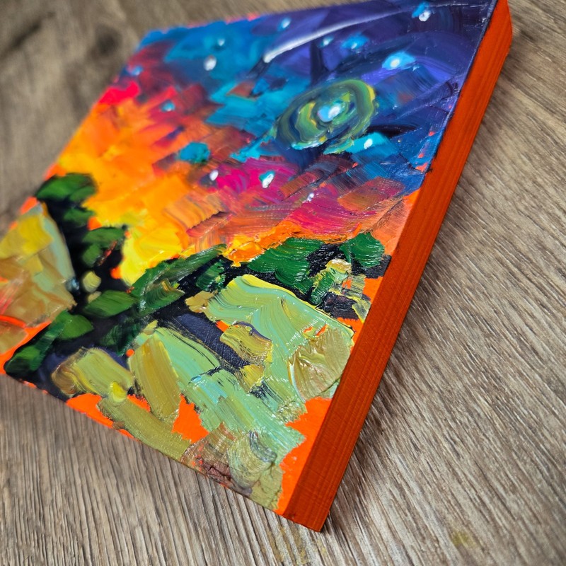 Contemporary Impressionism Art Small Original Signed Painting Colorful Hawkins
