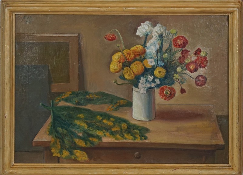 1911 Modern Floral Still Life of Ranunculus and Mustard Oil by Walter Pach