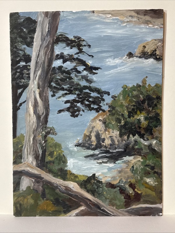 California Painting “Near Lands End” San Francisco Seascape Signed Illegible 07 gallery
