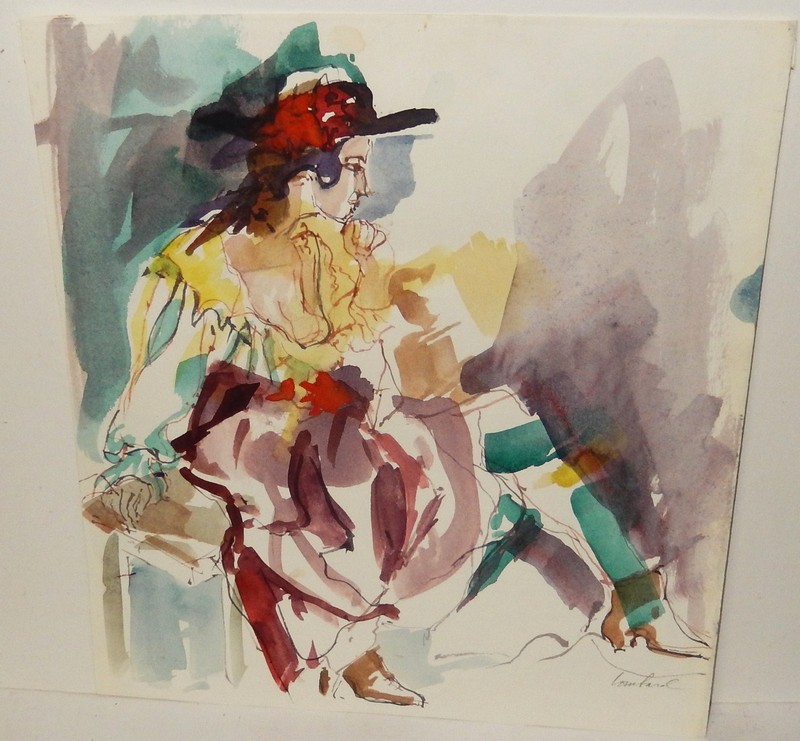 LOMBARD «AFTER THE TASTE» ORIGINAL WATERCOLOR PAINTING UNFRAMED
