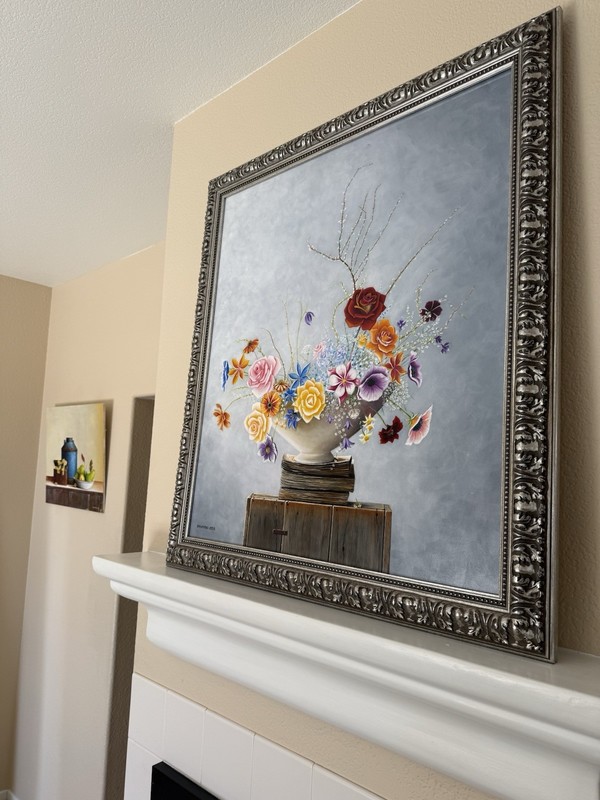 Rahmani Framed Floral Still Life Oil Painting on Canvas, Realism, 2015 gallery