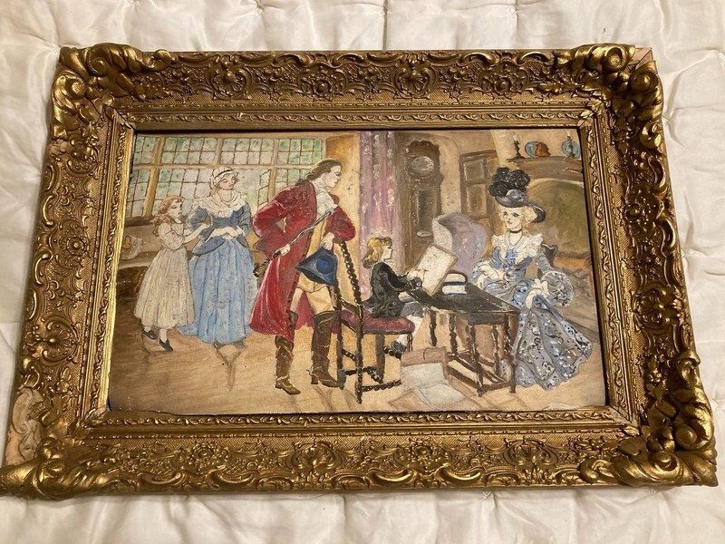 Antique Oil Painting Noble Family