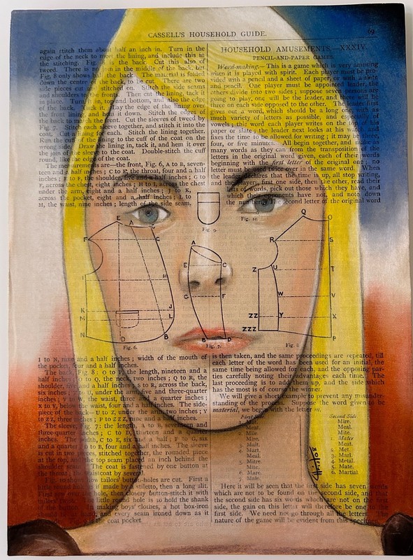 Beautiful self-portrait by outsider artist Christabel Christo on used book page.
