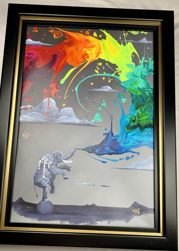 Kre8 Art Painting “Elegant Balance” Elephant Signed and Numbered