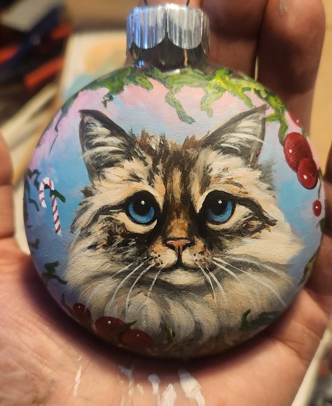 Original Painting~CUSTOM ORDER~DOG CAT~PET Portrait~CHRISTMAS Valentine~ORNAMENT