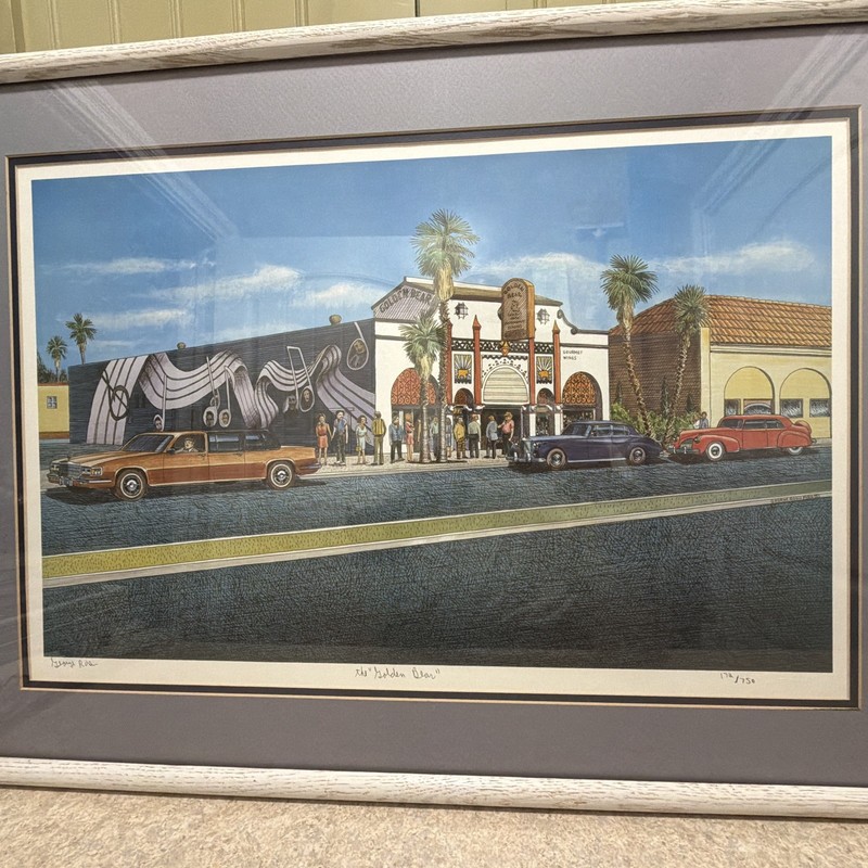 Hand-colored lithograph 'Golden Bear’ Huntington Beach by George Rosu 172/750 LE gallery