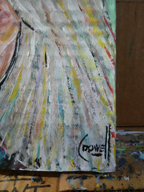 DARLING DEBBIE BLONDIE Acrylic original 8x10 card panel art painting Crowell gallery