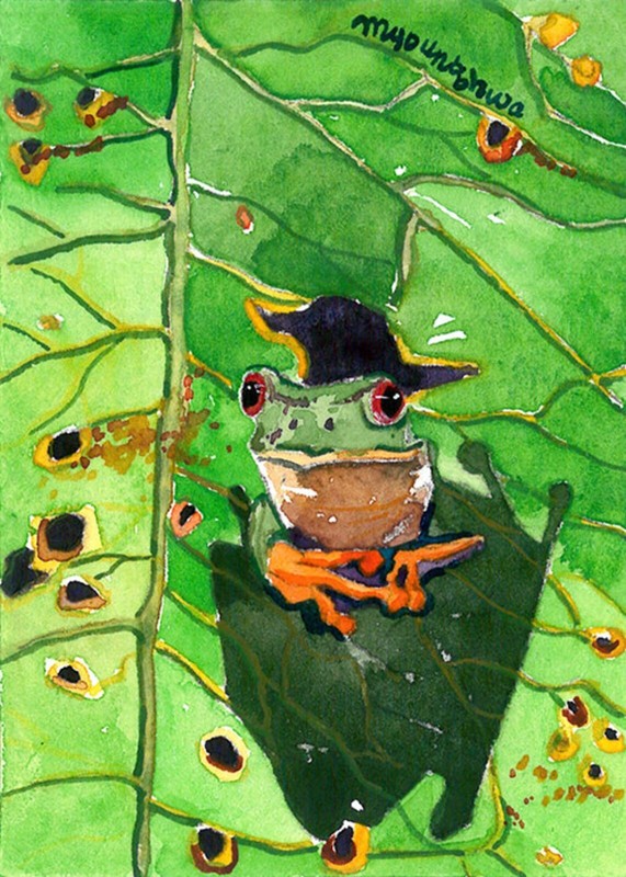 ACEO Limited Edition FROG Cute animal art print of a watercolor Nature lover