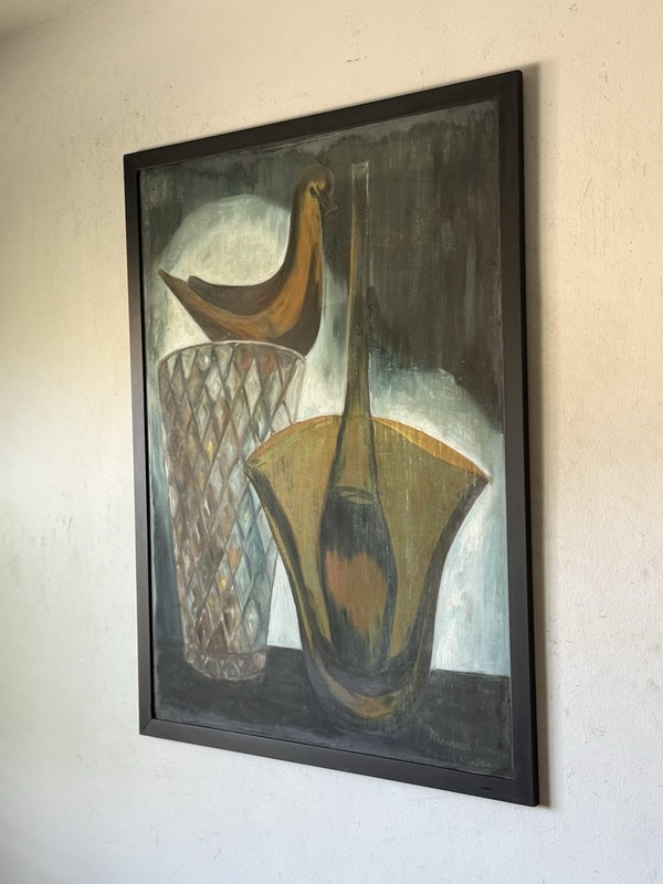 MARGARET HOPKINS VINTAGE MID CENTURY MODERN ABSTRACT STILL LIFE OIL PAINTING 62 gallery