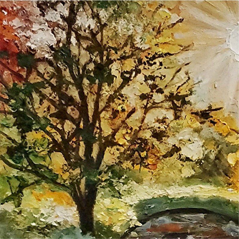 YARY DLUHOS Sunrise Trees Landscape River Water Sun Original Art Oil Painting gallery