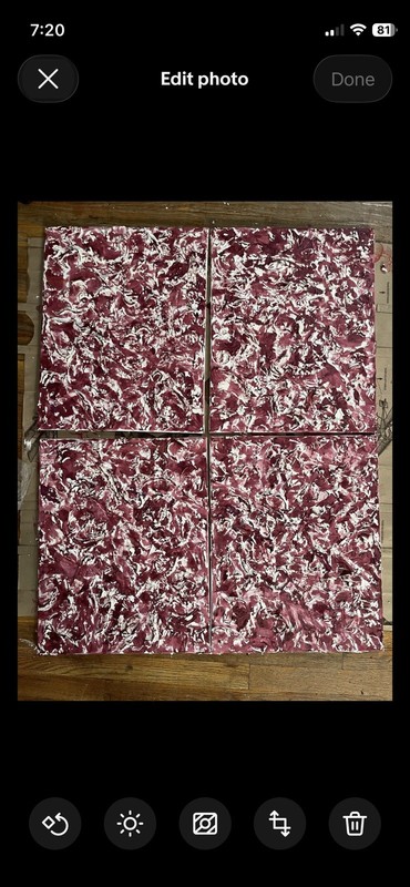 Textured maroon red & white abstract canvas acrylic painting 4 pieces Large