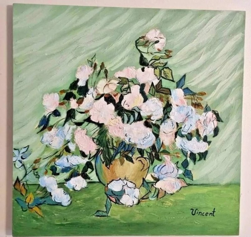 Vincent Van Gogh. Handmade oil painting on canvas, 60cm x 60cm. Signed. Stamped