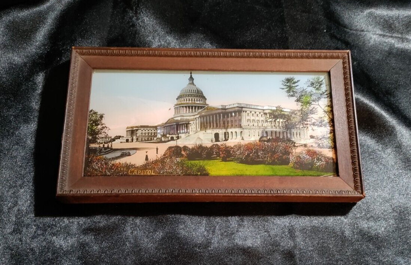 Vintage Reverse painting of the US Capital Building on Convex Glass gallery