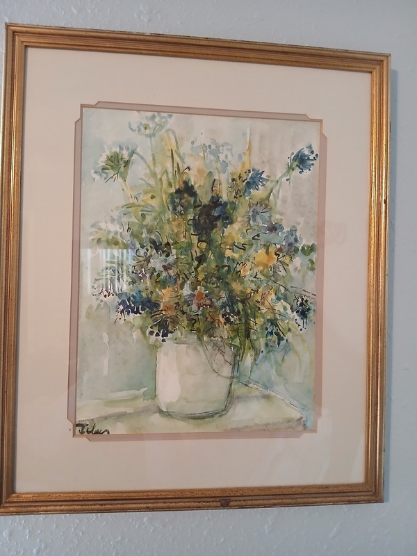Original Margit Feher Watercolor Bouquet Floral Still Life Signed 27×15 1990’s