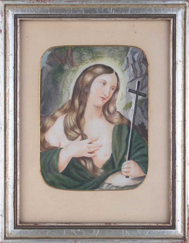 Junge Frau mit Kruzifix Gouache um 1840 Erotika