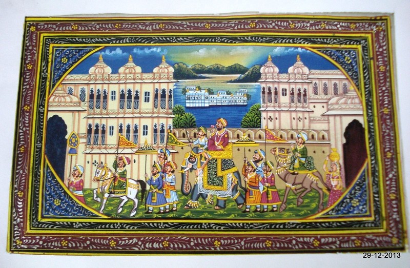 ethnic art handmade painting on paper by stone colour rajasthan india