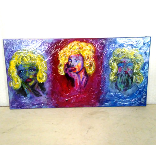 Original Marilyn Monroe Textured Painting 12″ x 24″ by DelMarq Signed
