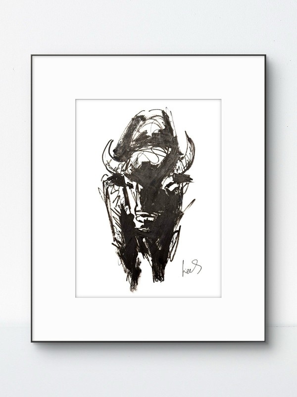 SAMATOWIC Buffalo 9×12 Paper Abstract Expressionism Signed Original Fine Art 30