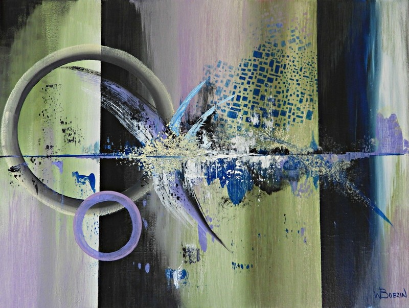 Modern Abstract Fusion Painting – 24″ x 18″ x 3/4″ – New – One of a Kind