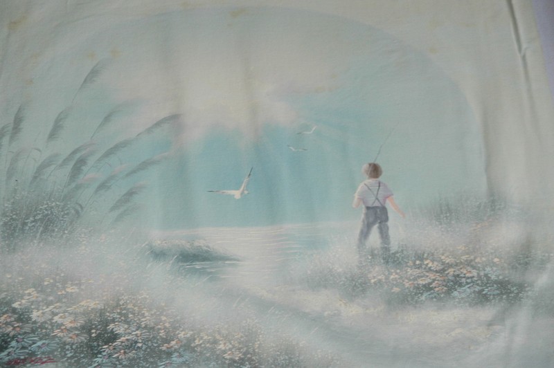 ORIGINAL OIL PAINTING «FIGURE ON THE BEACH» 24″x 20″ Boy Bird Signed 1979-98