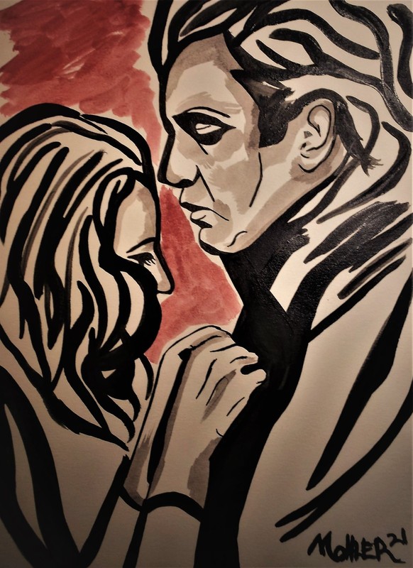 Johnny Cash Artwork «Darlin Companion» 9×12 watercolor on Hard paper