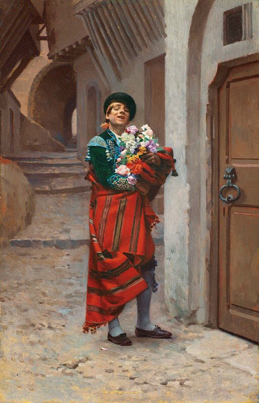 stunning oil painting handpainted on canvas-Bullfighter with Flowers